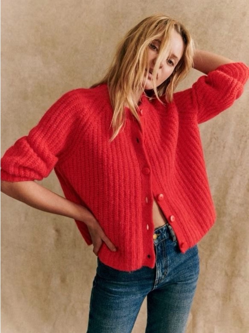 Sézane Emile Cardigan- Red S